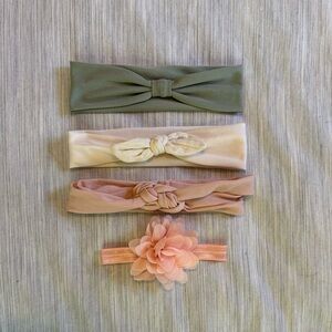 Baby Headband Set - Green, Cream, Pink, Peach